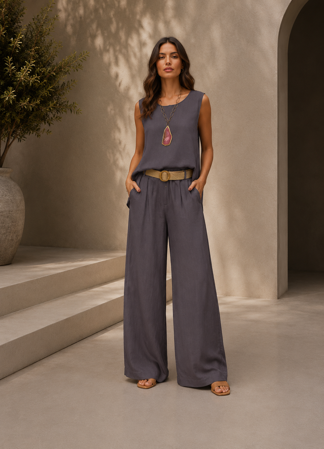 SOLENE | CONJUNTO DE PUNTO Y LINO
